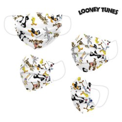Wiederverwendbare Stoff-Hygienemaske Looney Tunes Für Kinder Weiß